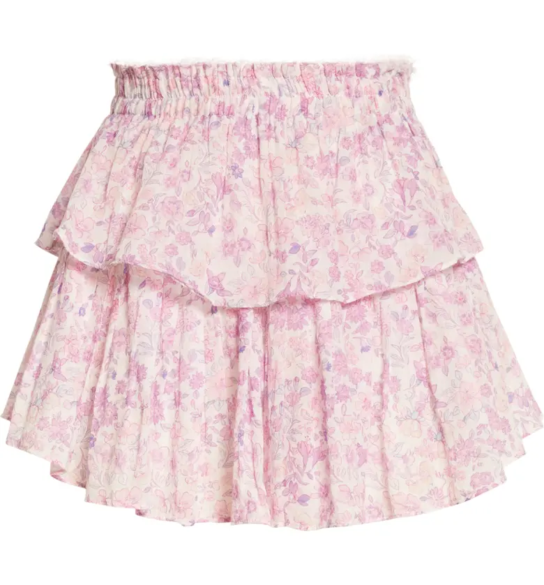 LoveShackFancy Floral Ruffle Miniskirt_PURPLE IRIS