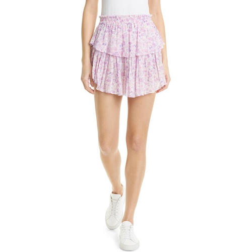  LoveShackFancy Floral Ruffle Miniskirt_PURPLE IRIS