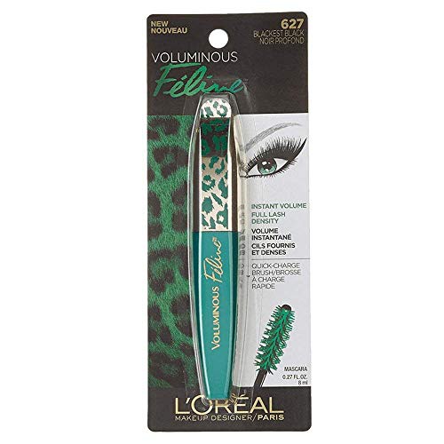  LOreal Paris Cosmetics Voluminous Feline Washable Mascara, Blackest Black, 1 Tube