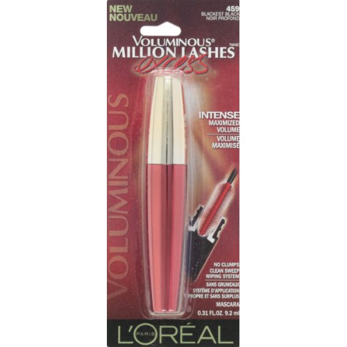  LOreal Paris Voluminous Million Lashes Excess Washable Mascara, Blackest Black, 0.31 fl; oz.