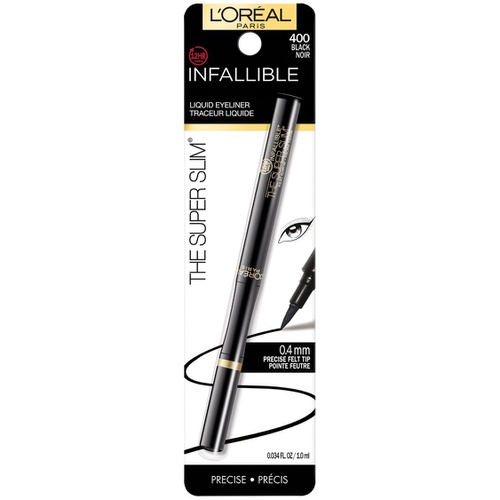  LOreal Paris Makeup Infallible Super Slim Long-Lasting Liquid Eyeliner, Ultra-Fine Felt Tip, Quick Drying Formula, Glides on Smoothly, Black, Pack of 1