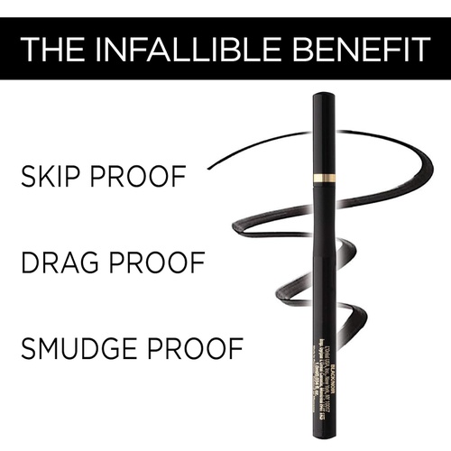  LOreal Paris Makeup Infallible Super Slim Long-Lasting Liquid Eyeliner, Ultra-Fine Felt Tip, Quick Drying Formula, Glides on Smoothly, Black, Pack of 1