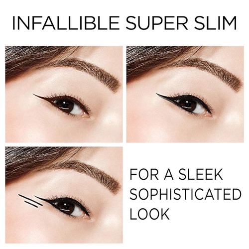  LOreal Paris Makeup Infallible Super Slim Long-Lasting Liquid Eyeliner, Ultra-Fine Felt Tip, Quick Drying Formula, Glides on Smoothly, Black, Pack of 1