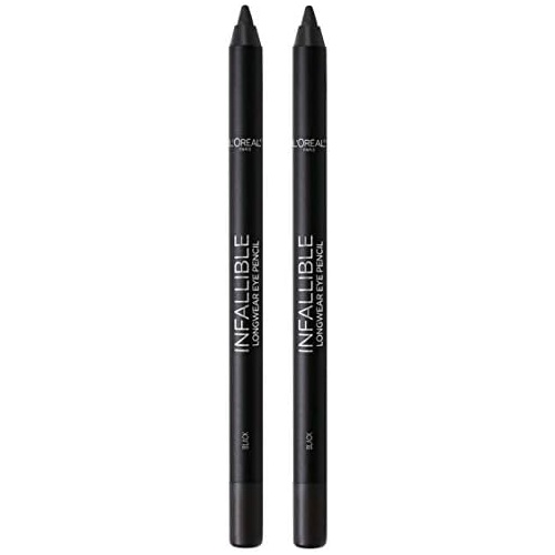  LOreal Paris Makeup Infallible Pro-Last Pencil Eyeliner, Waterproof and Smudge-Resistant, Glides on Easily to Create any Look, Black, 2 Count