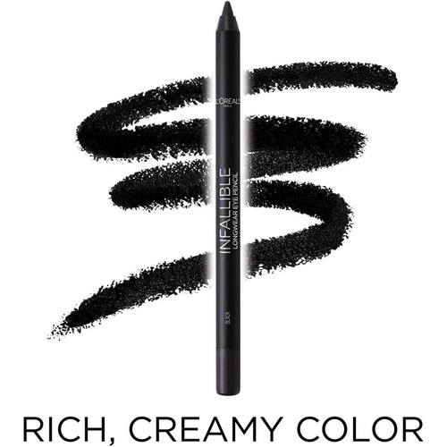  LOreal Paris Makeup Infallible Pro-Last Pencil Eyeliner, Waterproof and Smudge-Resistant, Glides on Easily to Create any Look, Black, 2 Count