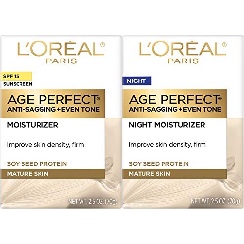  LOreal Paris Skin Expertise Age Perfect for Mature Skin, Day Cream SPF 15 + Night Cream, 2.5 Ounce Each