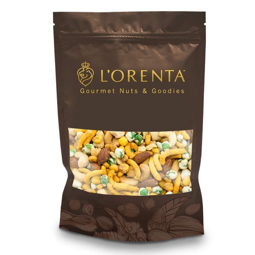  LOrenta Gourmet Spicy Fiesta Nut Mix: Wasabi Soy Seasoned Cashews, Wasabi Peas, Roasted Salted Almonds, Peanuts, and Cajun Cheddar Sticks