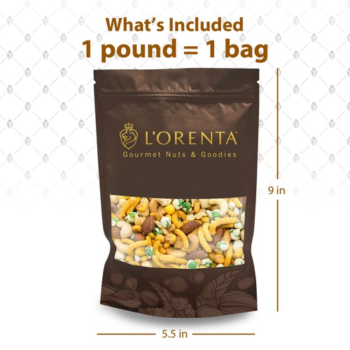  LOrenta Gourmet Spicy Fiesta Nut Mix: Wasabi Soy Seasoned Cashews, Wasabi Peas, Roasted Salted Almonds, Peanuts, and Cajun Cheddar Sticks