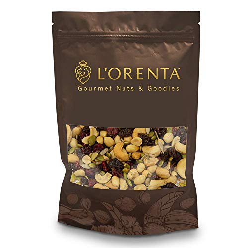  LOrenta Gourmet Mountain Mix Fruit & Nut Mix: Crunchy Roasted & Salted Peanuts, Cashews, Pumpkin Seeds, Raisins & Cranberries