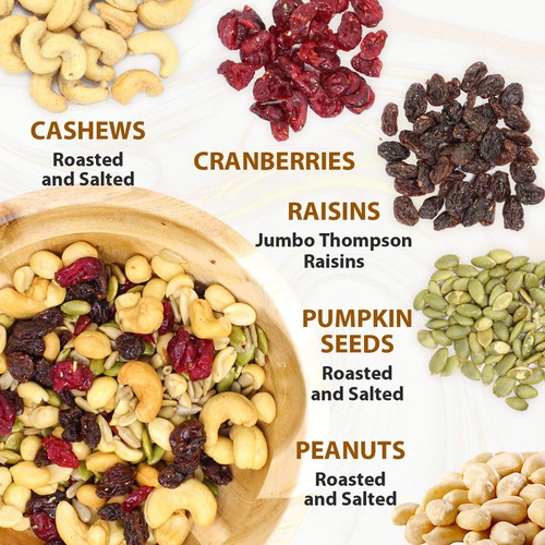  LOrenta Gourmet Mountain Mix Fruit & Nut Mix: Crunchy Roasted & Salted Peanuts, Cashews, Pumpkin Seeds, Raisins & Cranberries