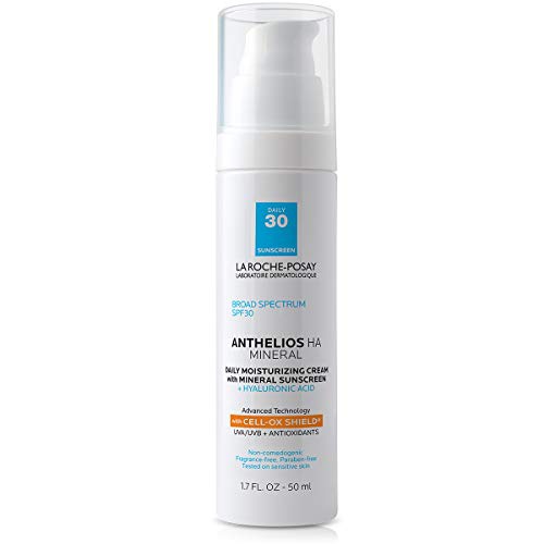  La Roche-Posay Anthelios 100% Mineral Sunscreen Moisturizer with Hyaluronic Acid, Broad Spectrum SPF 30 Face Sunscreen with Zinc Oxide & Titanium Dioxide, 1.7 fl. oz.