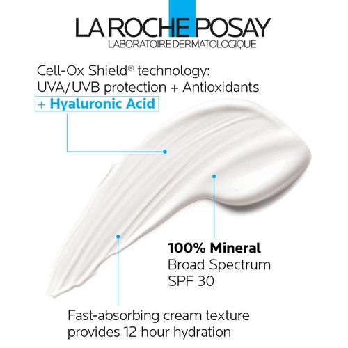  La Roche-Posay Anthelios 100% Mineral Sunscreen Moisturizer with Hyaluronic Acid, Broad Spectrum SPF 30 Face Sunscreen with Zinc Oxide & Titanium Dioxide, 1.7 fl. oz.