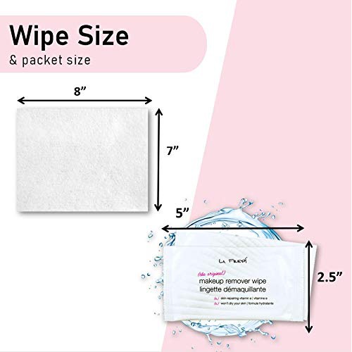  La Fresh Makeup Remover Cleansing Travel Wipes  Natural, Waterproof, Facial Towelettes With Vitamin E  Individually Wrapped & Sealed Packets (Large Size - 50 Count)