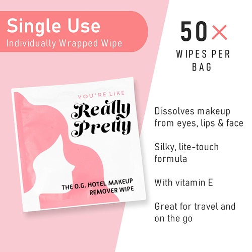  La Fresh Makeup Remover Cleansing Travel Wipes Natural, Biodegradable, Waterproof, Facial Towelettes With Vitamin E Individually Wrapped & Sealed Packets (50 Count)