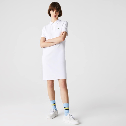 라코스테 Lacoste Womenu2019s Trumpet Sleeve Pique Polo Dress