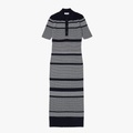 Lacoste Womens Striped Cotton Knit Blend Mid-Length Polo Dress