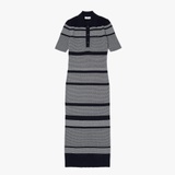 Lacoste Womens Striped Cotton Knit Blend Mid-Length Polo Dress