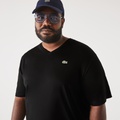 Lacoste Menu2019s Regular Fit Ribbed V-Neck Cotton Polo Shirt (Plus Size)