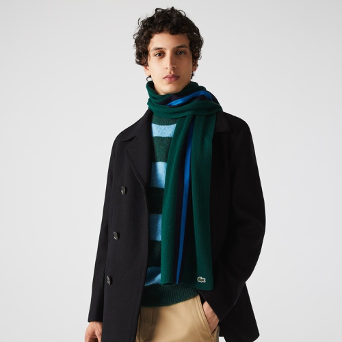 라코스테 Lacoste Menu2019s Sports Striped Wool Scarf