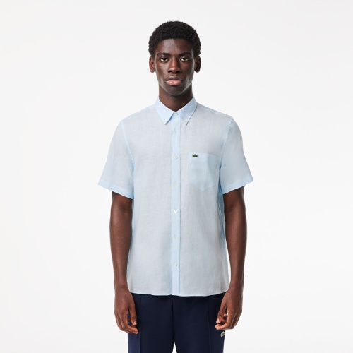 라코스테 Lacoste Menu2019s Short Sleeve Linen Shirt