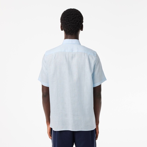 라코스테 Lacoste Menu2019s Short Sleeve Linen Shirt