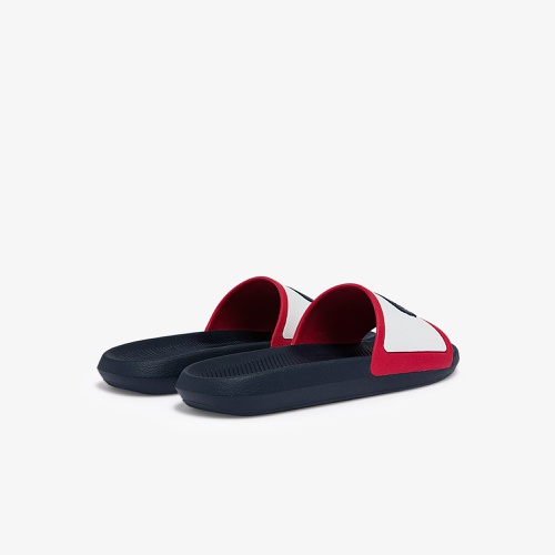 라코스테 Mens Lacoste Croco Rubber Tricolor Slides