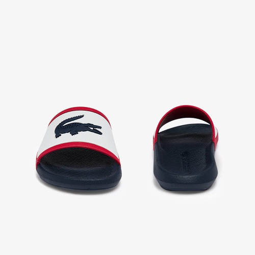 라코스테 Mens Lacoste Croco Rubber Tricolor Slides