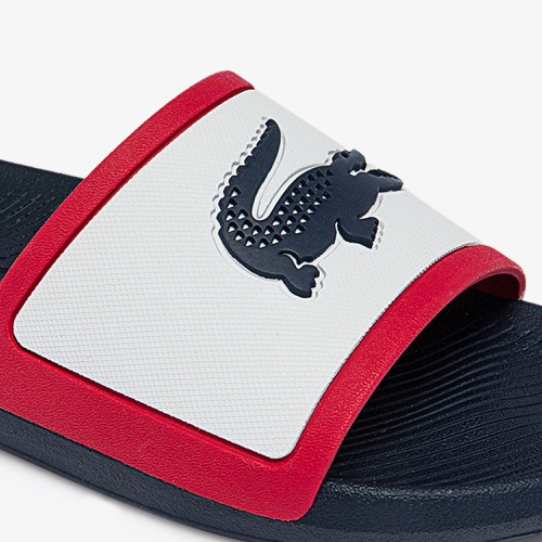 라코스테 Mens Lacoste Croco Rubber Tricolor Slides