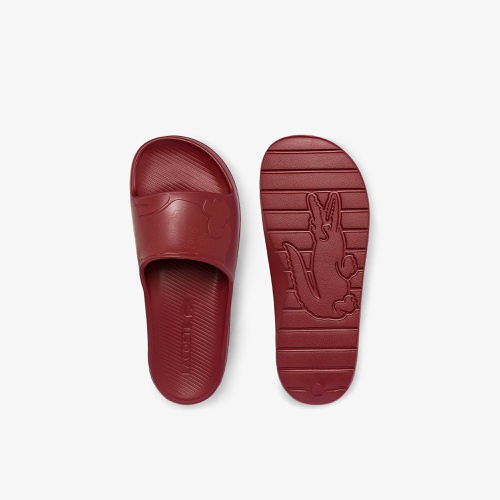 라코스테 Lacoste Mens Croco 2.0 Synthetic Logo Slides