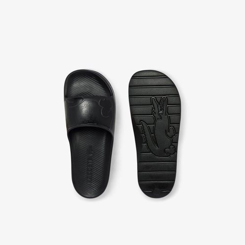 라코스테 Lacoste Mens Croco 2.0 Synthetic Logo Strap Slides