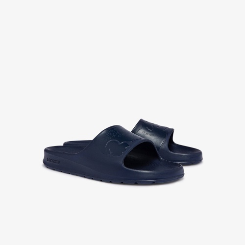 라코스테 Lacoste Mens Croco 2.0 Synthetic Logo Strap Slides