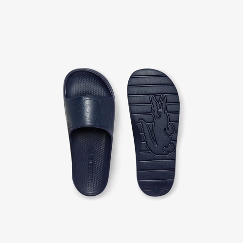 라코스테 Lacoste Mens Croco 2.0 Synthetic Logo Strap Slides