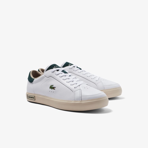 라코스테 Mens Lacoste Powercourt Leather Color-Pop Sneakers