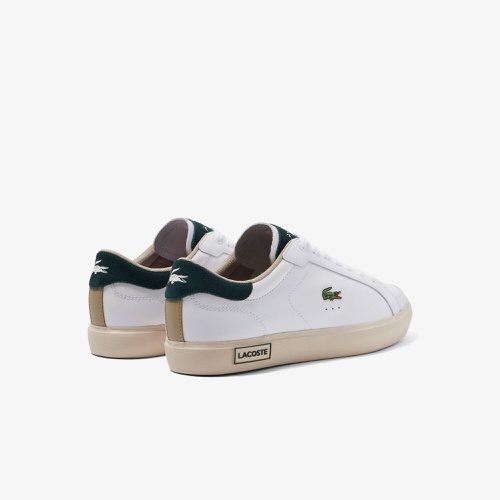 라코스테 Mens Lacoste Powercourt Leather Color-Pop Sneakers