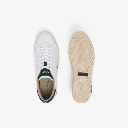 라코스테 Mens Lacoste Powercourt Leather Color-Pop Sneakers