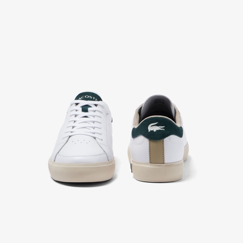 라코스테 Mens Lacoste Powercourt Leather Color-Pop Sneakers