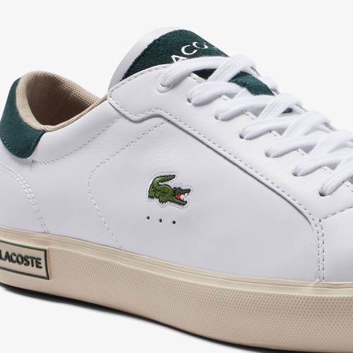 라코스테 Mens Lacoste Powercourt Leather Color-Pop Sneakers