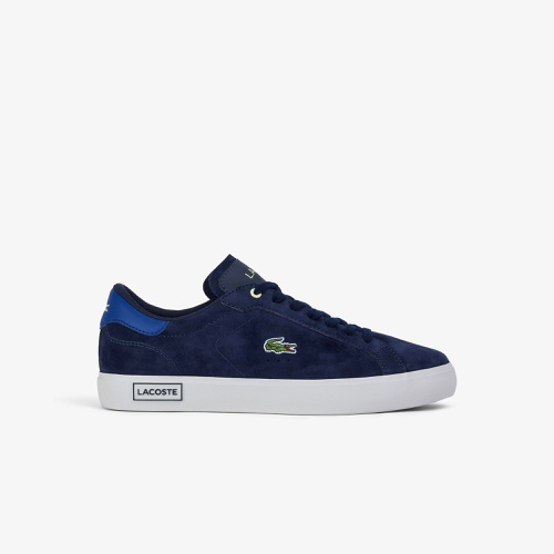 라코스테 Mens Lacoste Powercourt Leather Color Contrast Sneakers