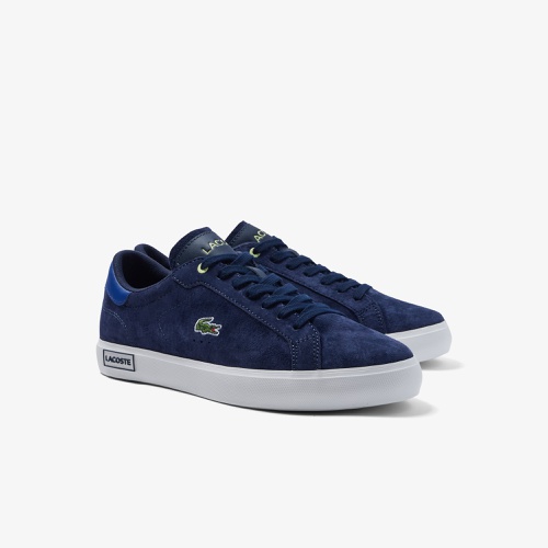 라코스테 Mens Lacoste Powercourt Leather Color Contrast Sneakers