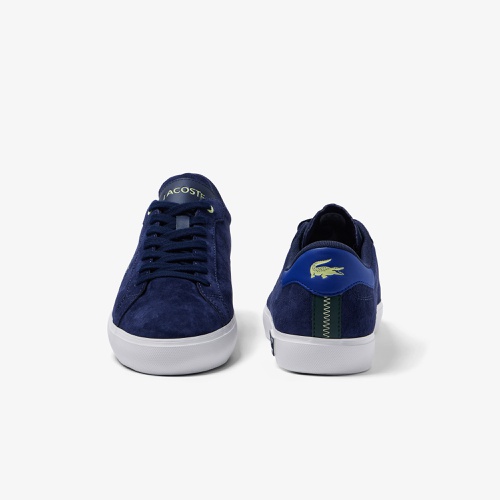 라코스테 Mens Lacoste Powercourt Leather Color Contrast Sneakers