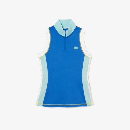 라코스테 Lacoste Womenu2019s Tennis Sleeveless Zip Neck Polo