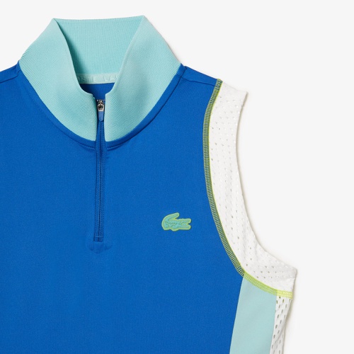 라코스테 Lacoste Womenu2019s Tennis Sleeveless Zip Neck Polo