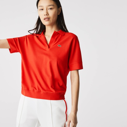 라코스테 Lacoste Womens Loose Fit Flowy Pique Polo