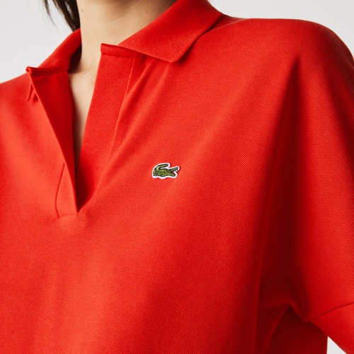 라코스테 Lacoste Womens Loose Fit Flowy Pique Polo