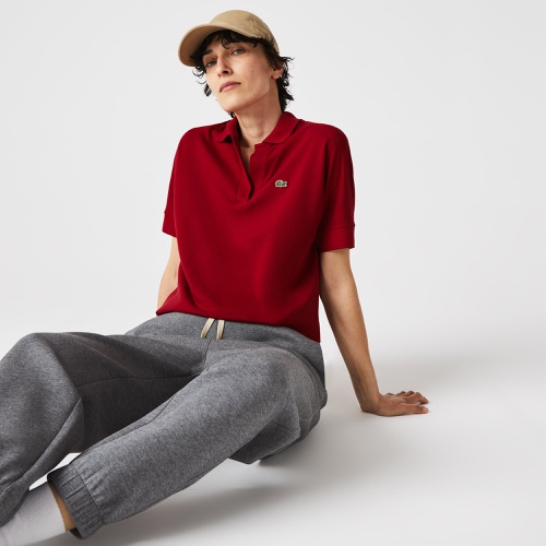 라코스테 Lacoste Womens Loose Fit Flowy Pique Polo