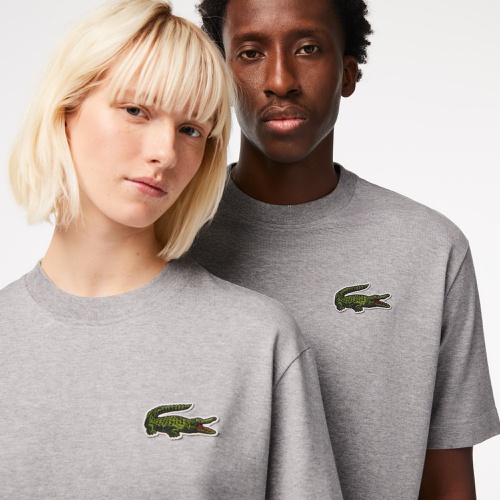 라코스테 Lacoste Unisex Loose Fit Large Crocodile Organic Cotton T-Shirt