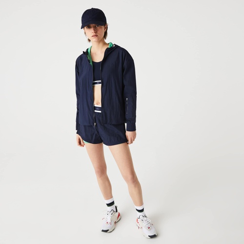 라코스테 Lacoste Womens SPORT Light Zippered Nylon And Mesh Jacket