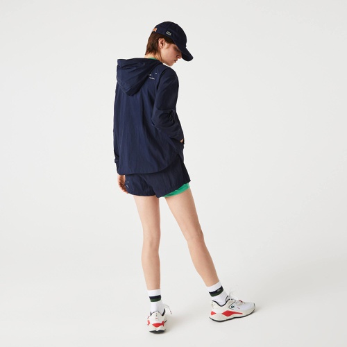 라코스테 Lacoste Womens SPORT Light Zippered Nylon And Mesh Jacket