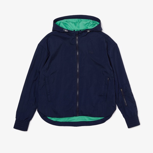 라코스테 Lacoste Womens SPORT Light Zippered Nylon And Mesh Jacket