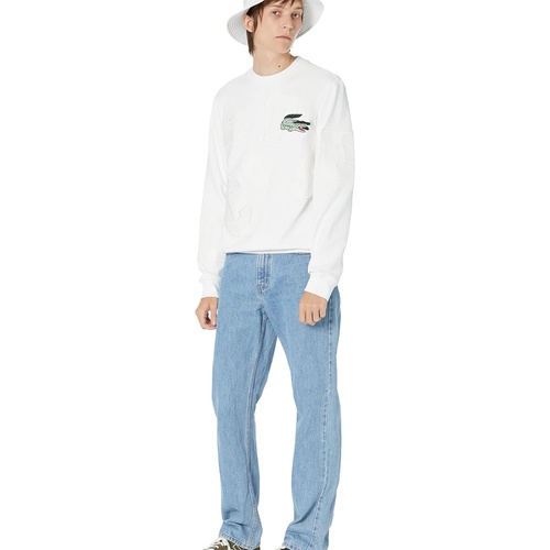 라코스테 Lacoste Long Sleeve All Over Print Crew Neck Sweater